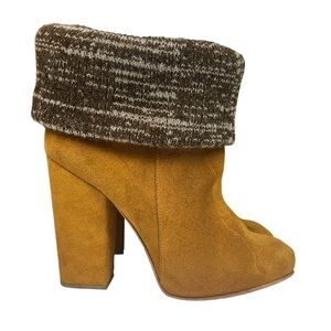 Rachel Comey Colton Suede Knit Cuffed Heeled Ankle Boots‎ Women's Brown Size 8.5